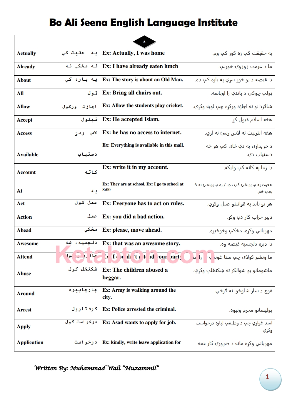 انګلیسي لغاتونه