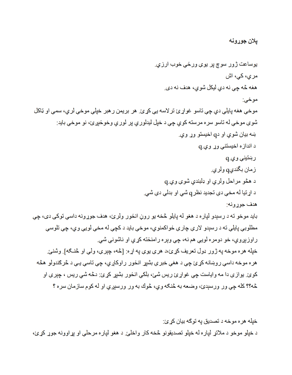 پلان جوړونه زراعت اړوند