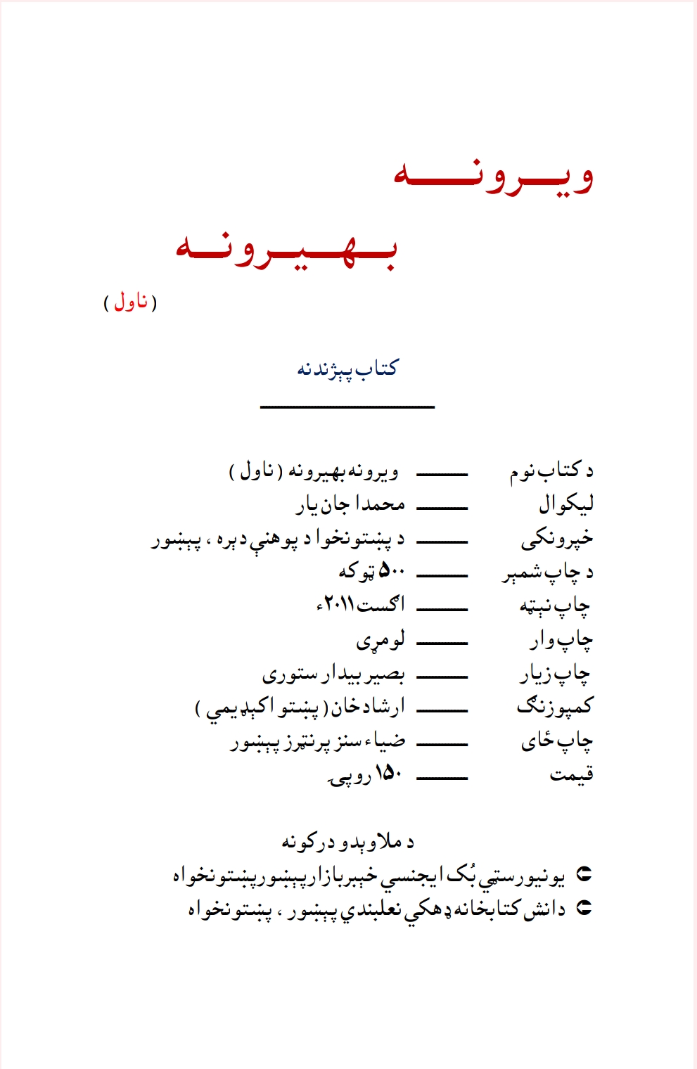 ویرونه بهیرونه ناول