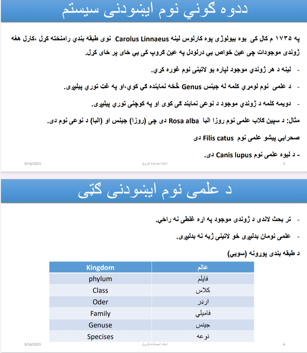بیولوژيکي معلومات دوهمه برخه