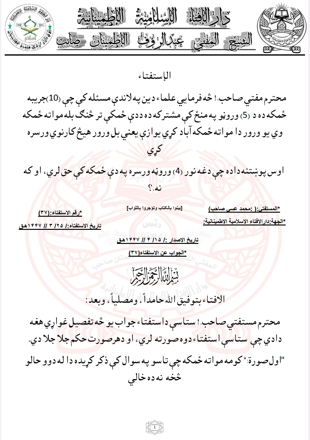 وروڼه ورسره په دې ځمکه کې حق لري، او که نه